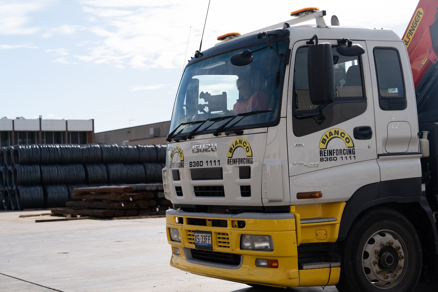 Bianco Reinforcing crane truck in the yard