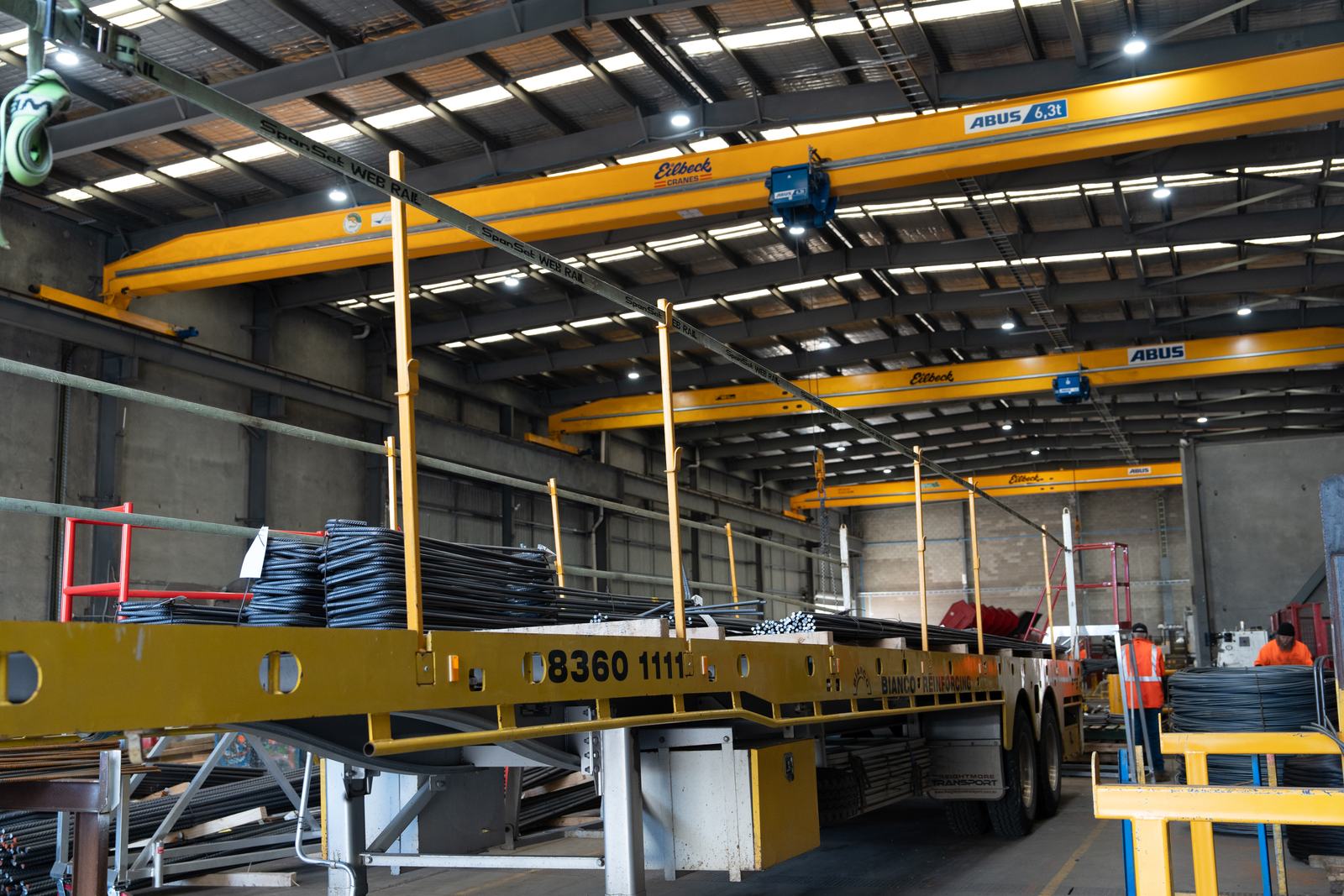 Trailer being loaded inside the factory