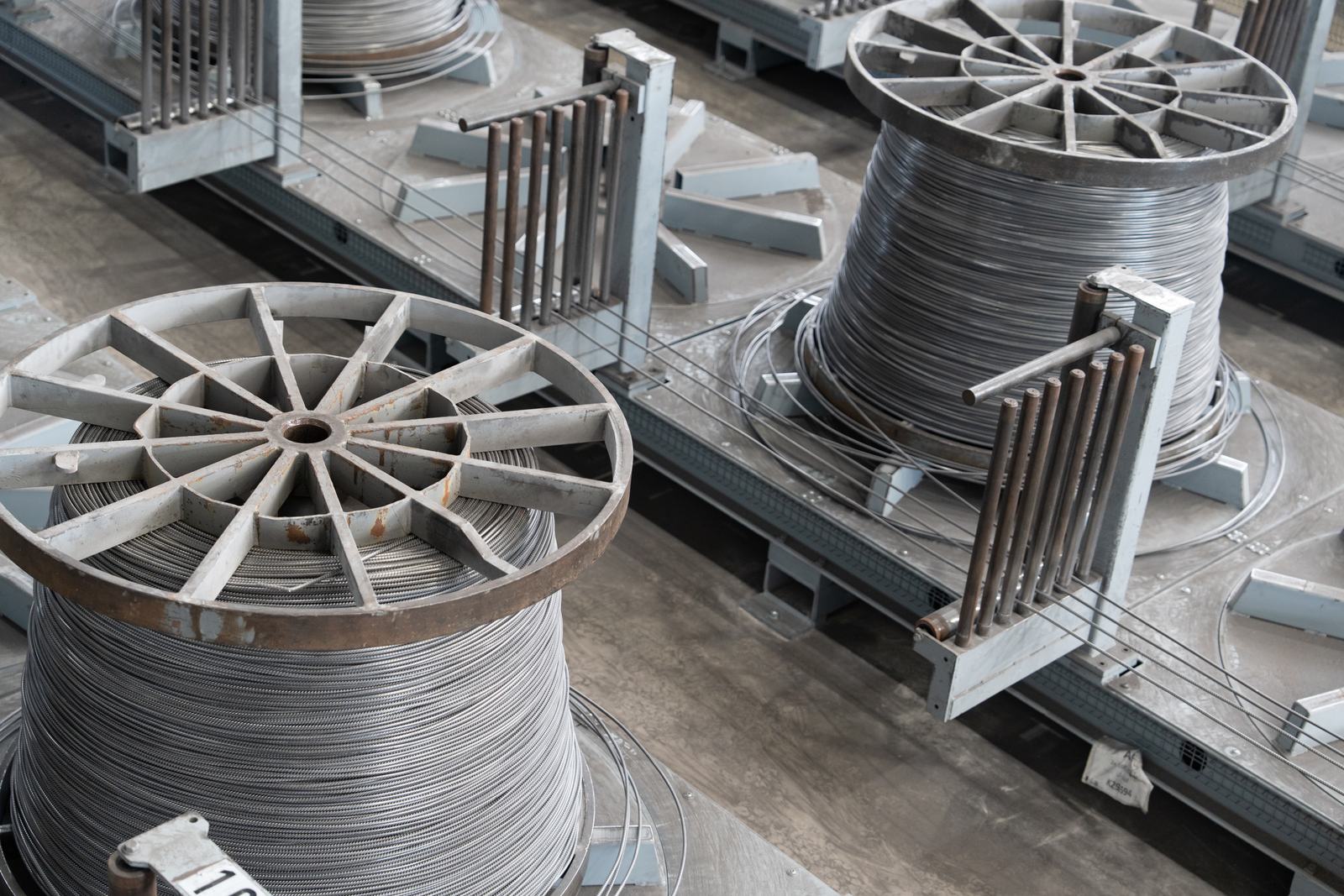 Wire reels in the mesh plant